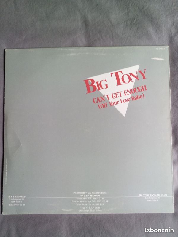 Vinyle 45 Maxi Big Tony - Can't Get Enough (image 2)
