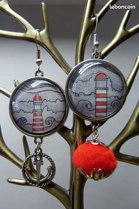 Boucles d'Oreilles Cabochons Phare Ø 25 BODD5 (image 1)