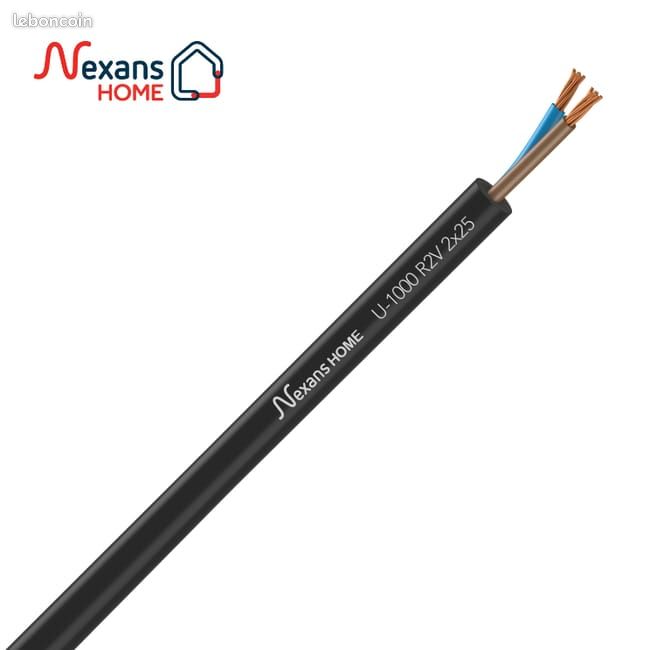 Câble électrique 2 X 25 mm² u1000r2v à la coupe, noir (image 1)