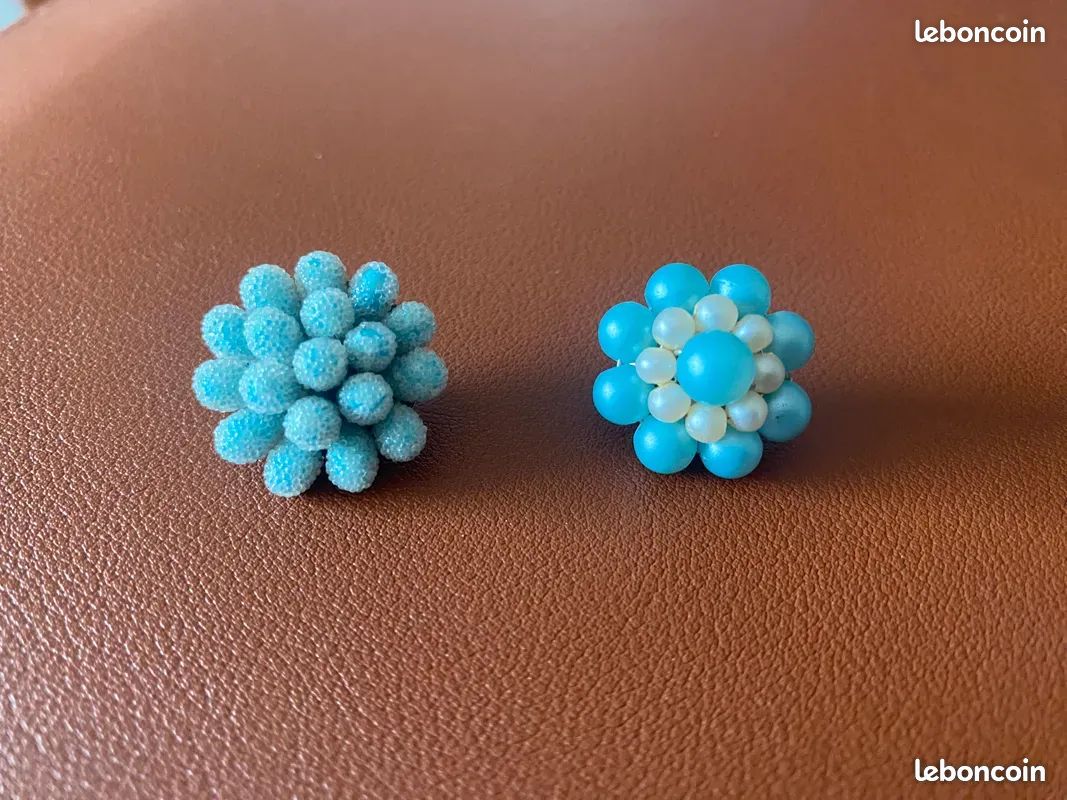 Lot De 6 Gros Boutons Vintage Bleus épais - 2 Trous, Diamètre 2,7 Cm - Réf. 3213 - Occasion
