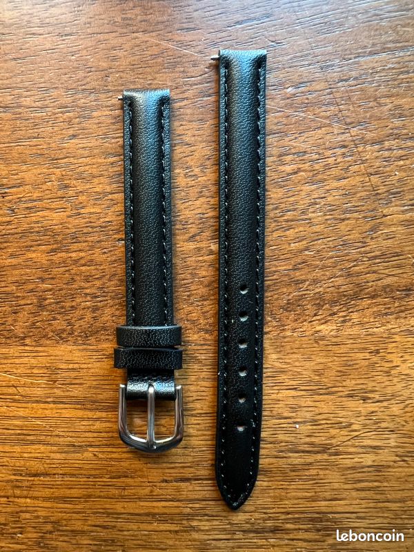Bracelet De Montre Cuir Vintage 1970 - Largeur 10mm - Longueur 150mm - Noir