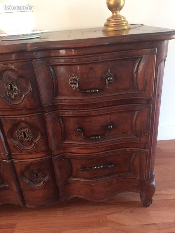 Belle Commode 18eme Arbalète Noyer Massif (image 4)