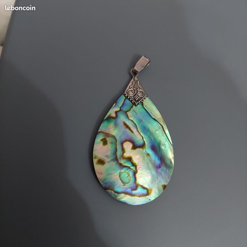 Collier ormeau Paua ensemble pendentif chaîne soleil africain Collier ormeau Paua ensemble pendentif chaîne soleil africain