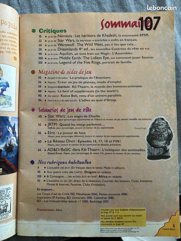 CASUS BELLI V1 - n°34 avec son poster (AD&D, MERP, Appel de Cthulhu