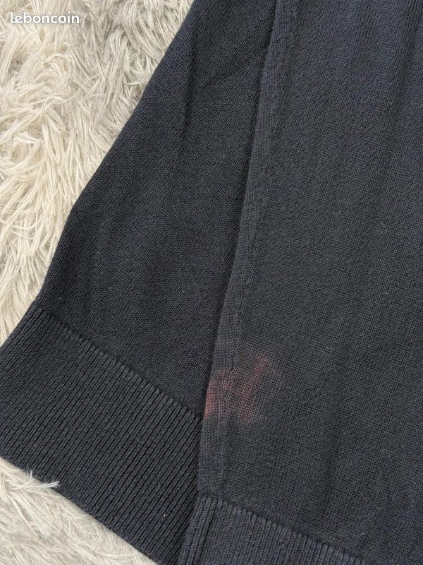 Pull à col V Tommy Hilfiger coton brodé bleu marine Homme taille L #PTM345 (image 6)