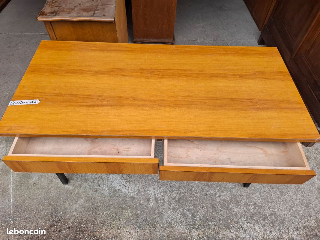 Bureau console deux tiroirs formica vintage (image 3)