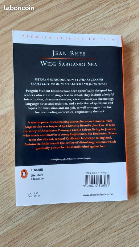 Livre "Wide Sargasso Sea" de Jean Rhys - ÉTAT NEUF (image 2)