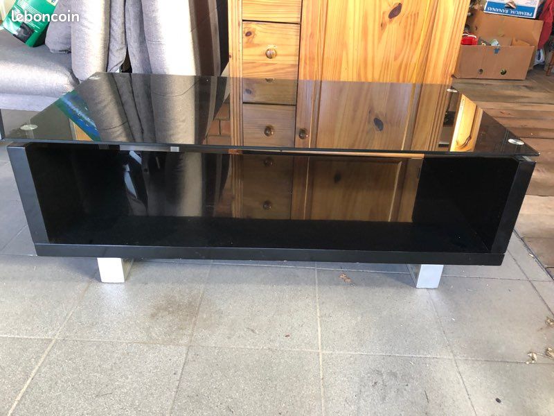 Table basse en verre noire moderne (image 2)