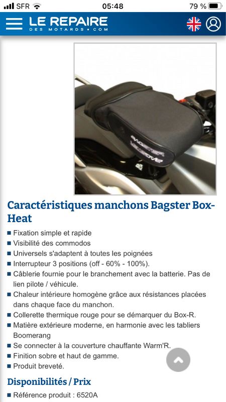 Manchons chauffants: les Bagster Box-Heat.