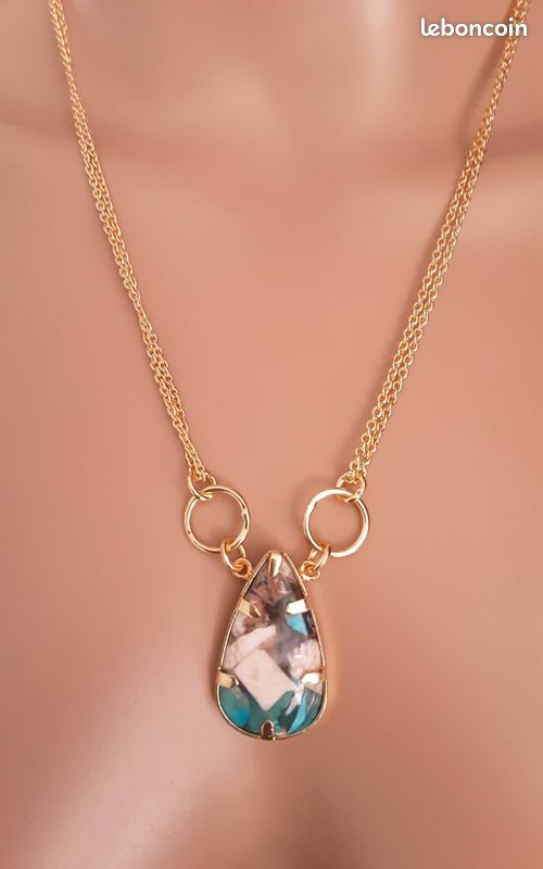 Collier en pierre naturelle turquoise huitre (image 17)