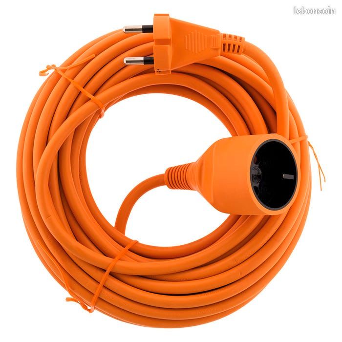 Cable Electrique 20m Prolongateur 16A HO5VV-F 2x 1,5 2P Orange 20m (image 1)