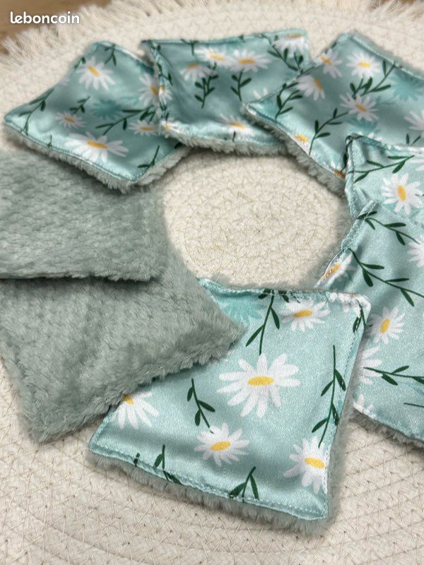 Lingettes lavable lot de 8 en satin et tissus tout doux (image 2)