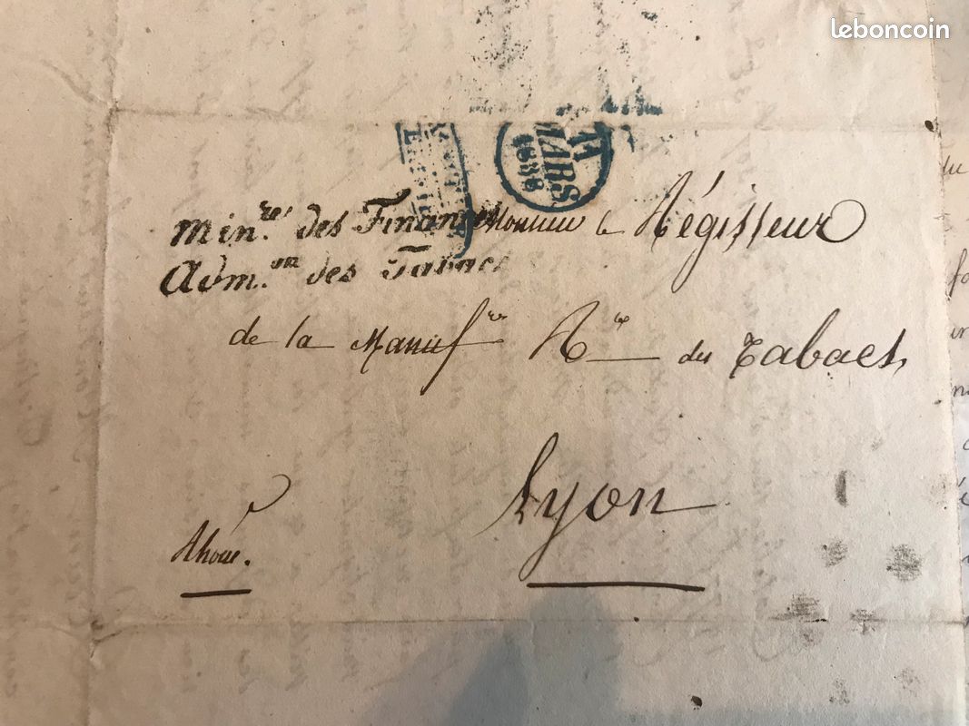 50 lettres administration des tabacs - manufacture tabac de Lyon 1813 à 1838 (image 10)