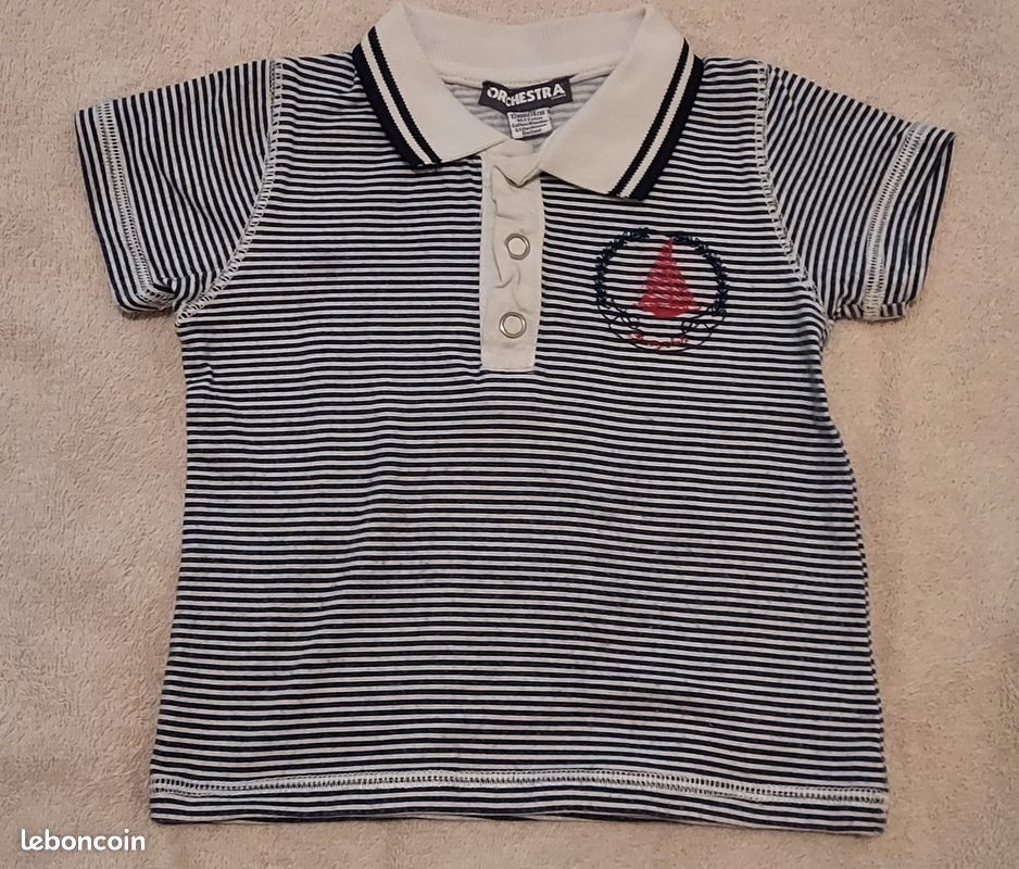 Polo MC marine blanc -Orchestra – 12 mois – (image 1)