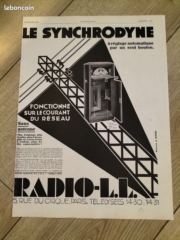 Années 1920. TSF : RADIO L.L. Lot de 14 anciennes publicités de presse (image 4)