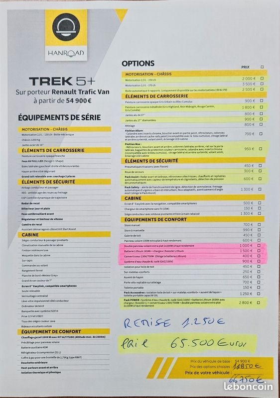 VAN HANROAD DCI 150Cv BVA 9 Vitesses TREK 5+ / 5 Places - Banquette coulissante avec Pack Power en stock (image 10)