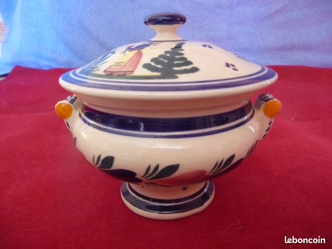 Lot de 2 petites soupières faïence de quimper (possibilité à l'unité) (image 2)