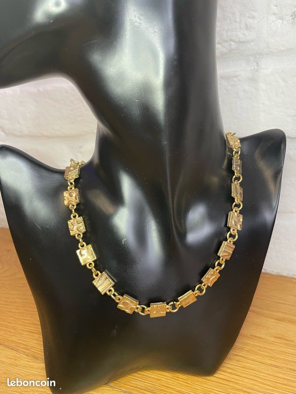 Collier Ras Du Cou Vintage Biche De Bere - Argenté, Plaqué Argent, Années 90