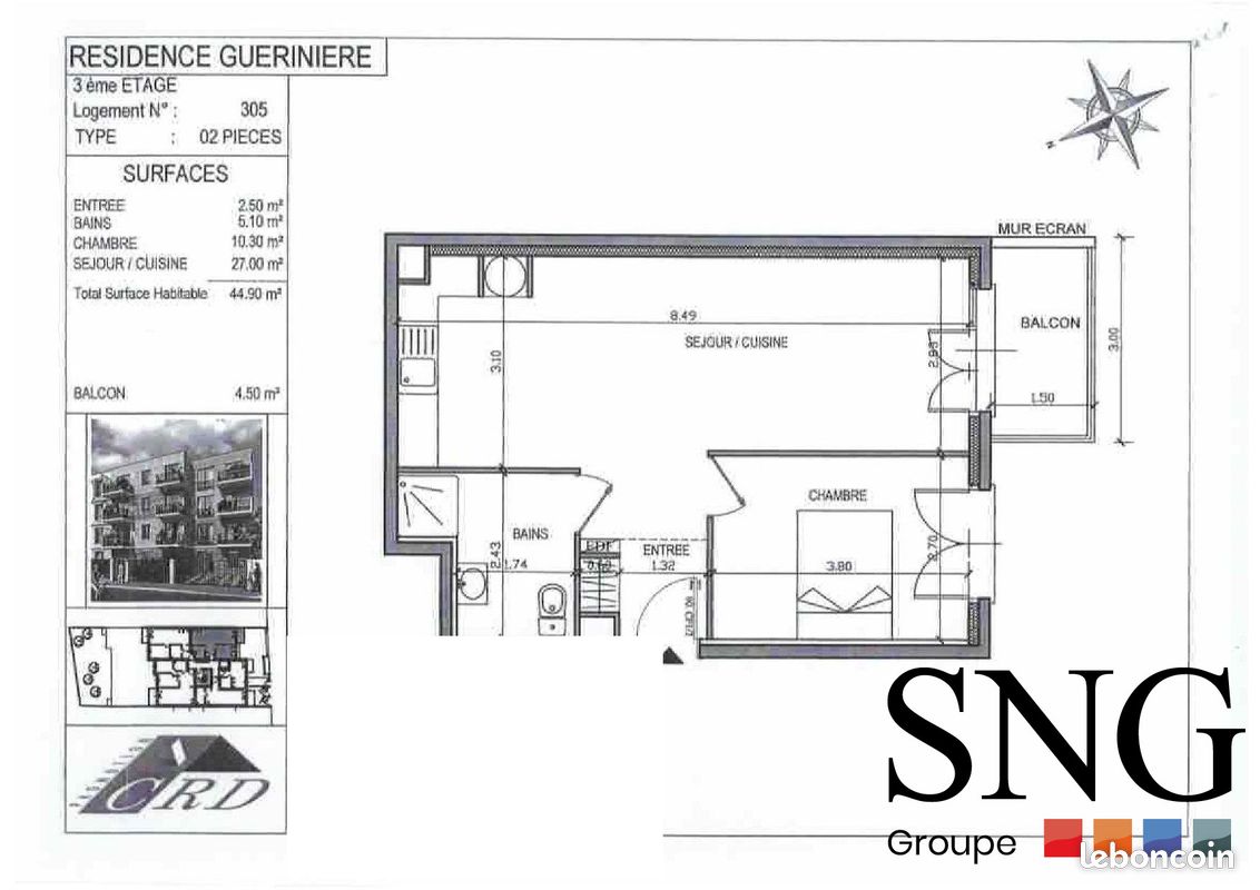 Appartement a louer neuilly-plaisance - 2 pièce(s) - 45 m2 - Surfyn