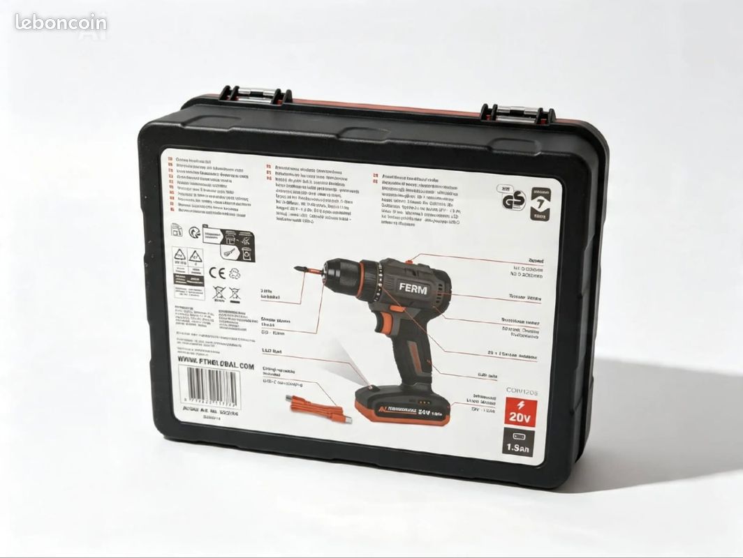 Perceuse Visseuse Sans Fil FERM 20V Brushless - Couple 50Nm 1.5Ah (image 4)