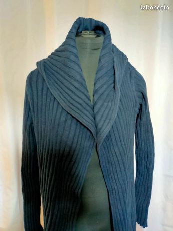 Petite Veste Sans Manches Fille - Capuche à Fourrure - Marron Et Marine - Occasion Bon état