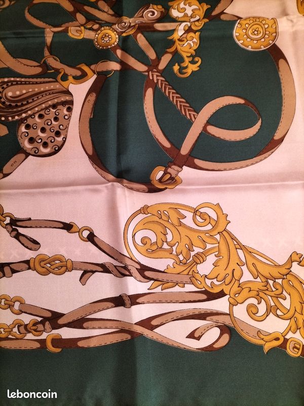 Foulard Carré En Soie Vintage – Bleu Marine – Motif Cordage – Italian Love Cruises – Femme