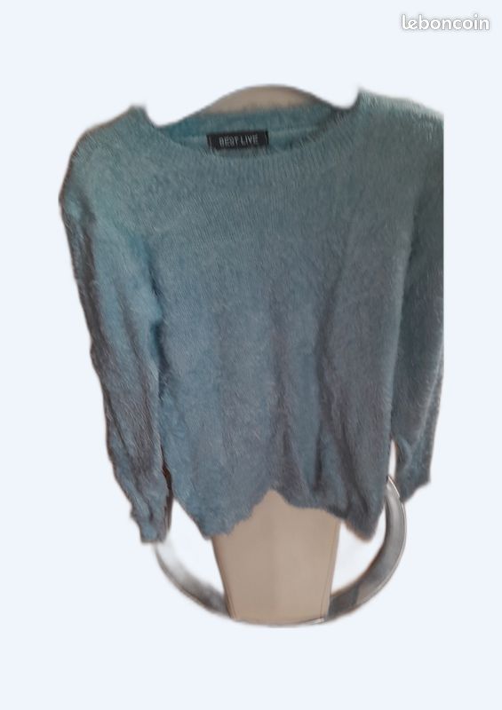 Pull bouclette bleu taille unique (image 1)