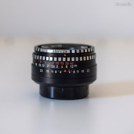 OBJECTIF M42 50MM f2,8 MEYER-OPTIK DOMIPLAN, bouchons, pare-soleil, housse, TBE+ EUR 69,00 - FR
