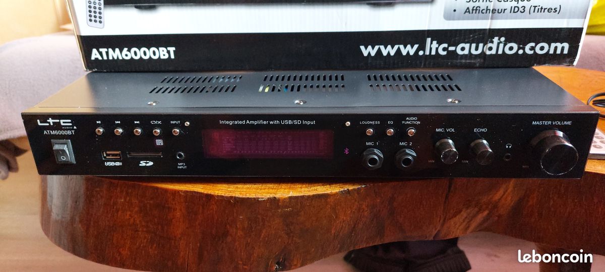 Amplificateur Karaoké LTC ATM6000BT - 2x50W, Bluetooth, FM, 2 Micros, Noir