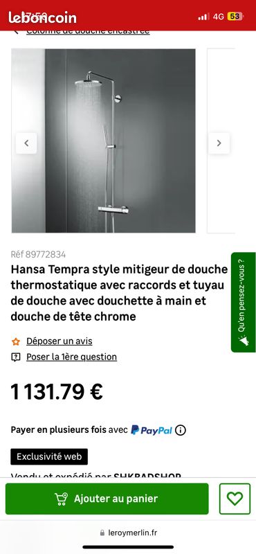 Colonne de douche effet pluie Hansa (image 4)