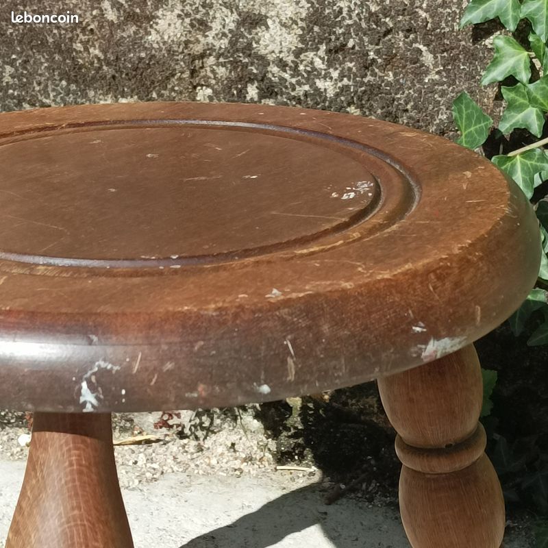 Ancien Tabouret en bois Vintage 1950-1960 (image 3)