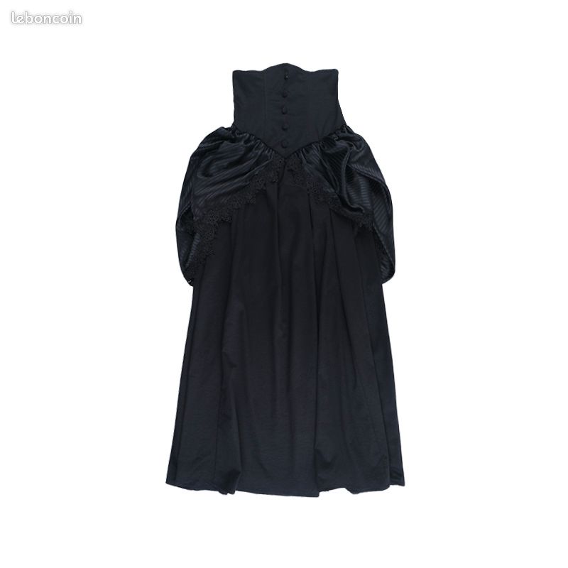 Jupe Longue Maxi Kaliko Velours Soie Noire – Taille 12 – État Excellent – Gothique Chic