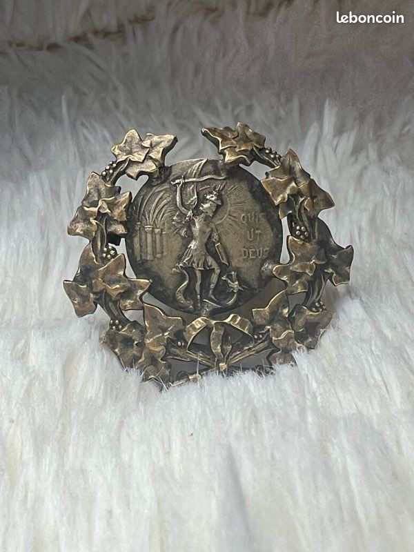 Ancienne Broche Religieuse Plaque Or - Fixation Origine, Motif Vintage - REF10354J