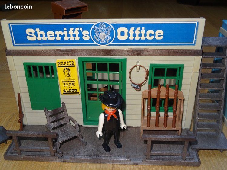 PLAYMOBIL Vintage Western 3423-A - Set Bureau Shérif Prison 1976 Avec Boîte
