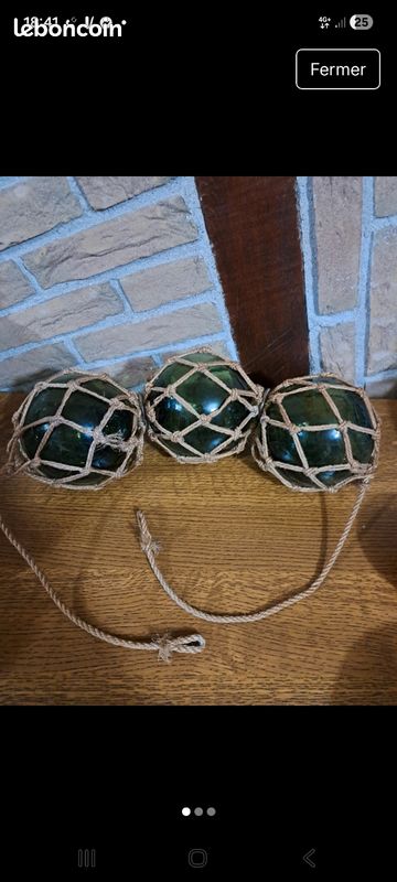 Ancienne boule flotteur de pêche en filet (image 3)