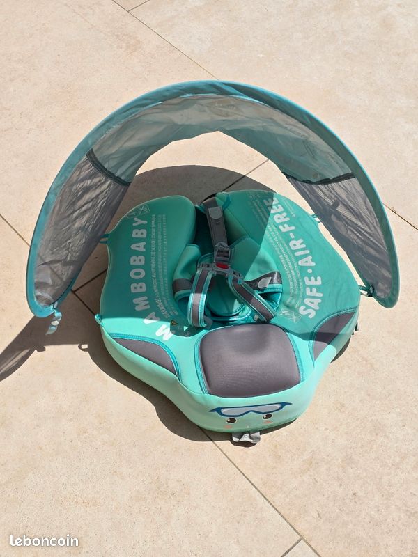 Bouée Bébé MamboBaby avec Pare UPF 50+, Bouee Bebe Piscine, Piscine Empêcher Le Retournement, Non Gonflable, Entraîneur De Natation Sûr pour Les bébés À Partir De 3 À 36 Mois - Équipement bébé