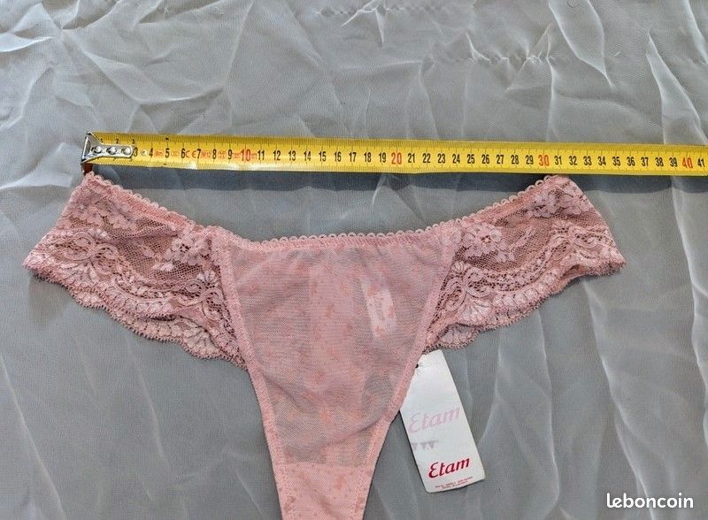 String rose pâle en dentelle Etam - Taille 42 - Neuf avec étiquette (image 9)