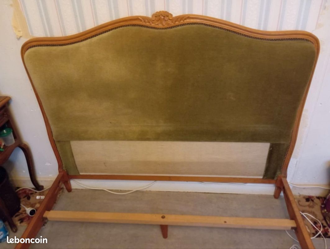 Lit bois massif 140*190 style Louis XV + sommier (image 6)