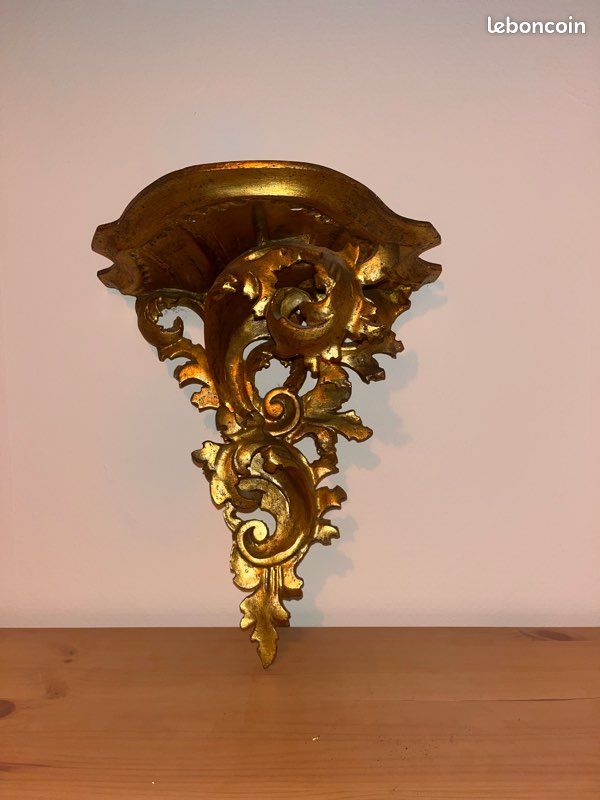 CONSOLE MURALE RÉSINE DORÉ STYLE LOUIS XV