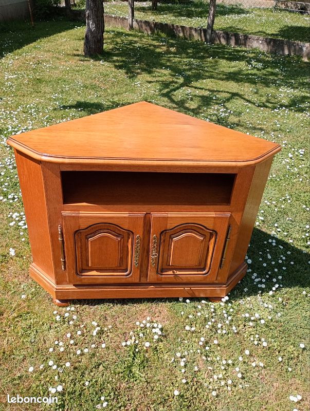 Meuble télé d'angle en chêne (image 1)