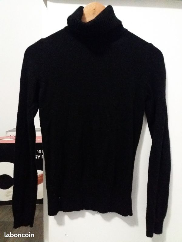 Pull noir col roulé taille s (image 5)