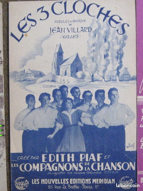 LES 3 Cloches Paroles de Villard, E. Piaf+compagnons (image 1)