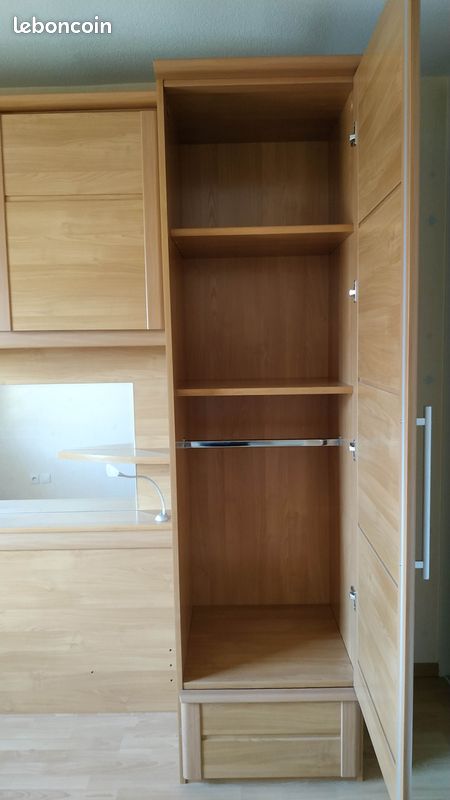 Meuble chambre tête de lit et 2 armoires - colonnes , merisier (image 2)