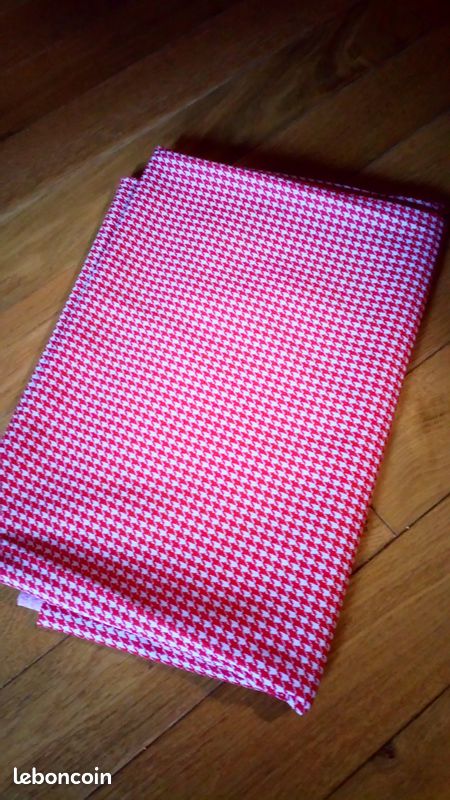 Coupon de tissu - Jersey - pied de poule rouge, rosé et gris clair - 99x156 cm - très agréable à travailler (image 1)