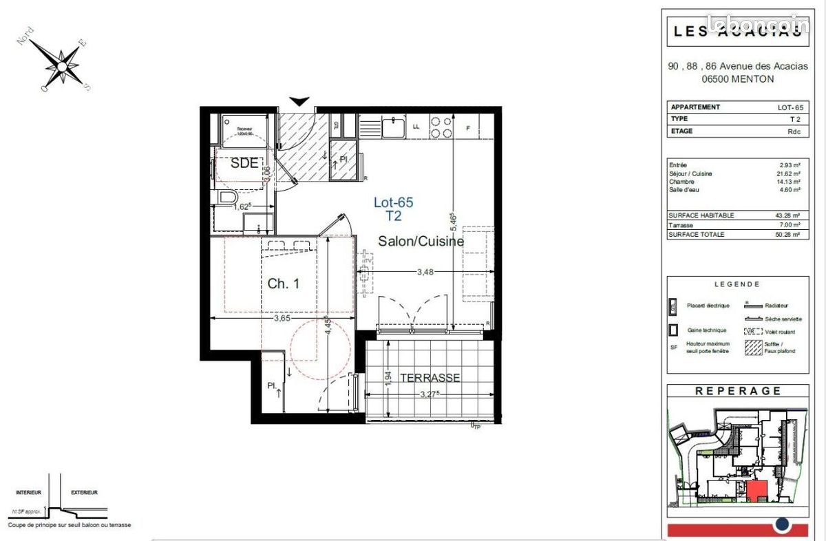 Appartement 2 pièces 43 m² · à Menton · 43 m² · 917 €