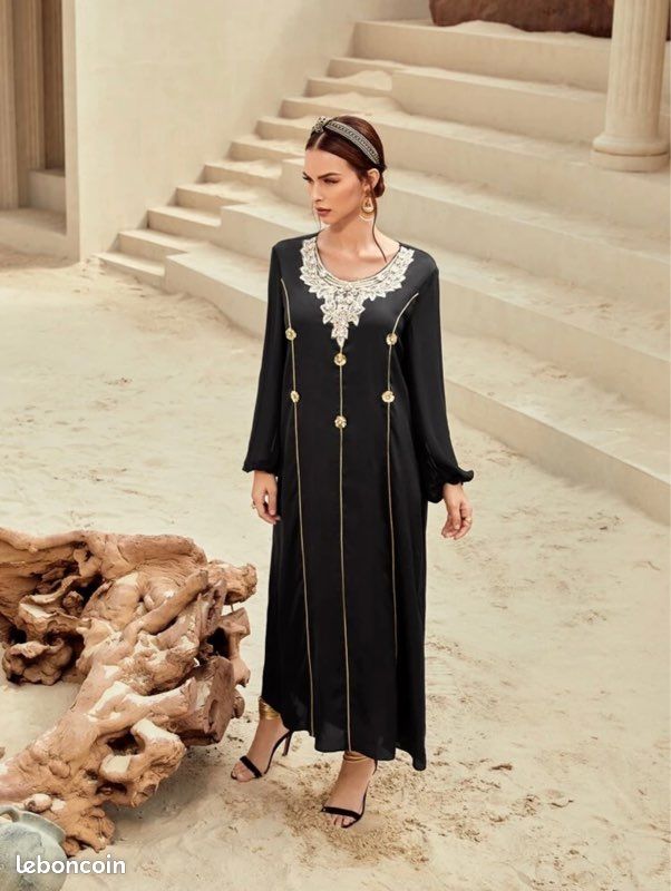Abaya noir doré (image 1)