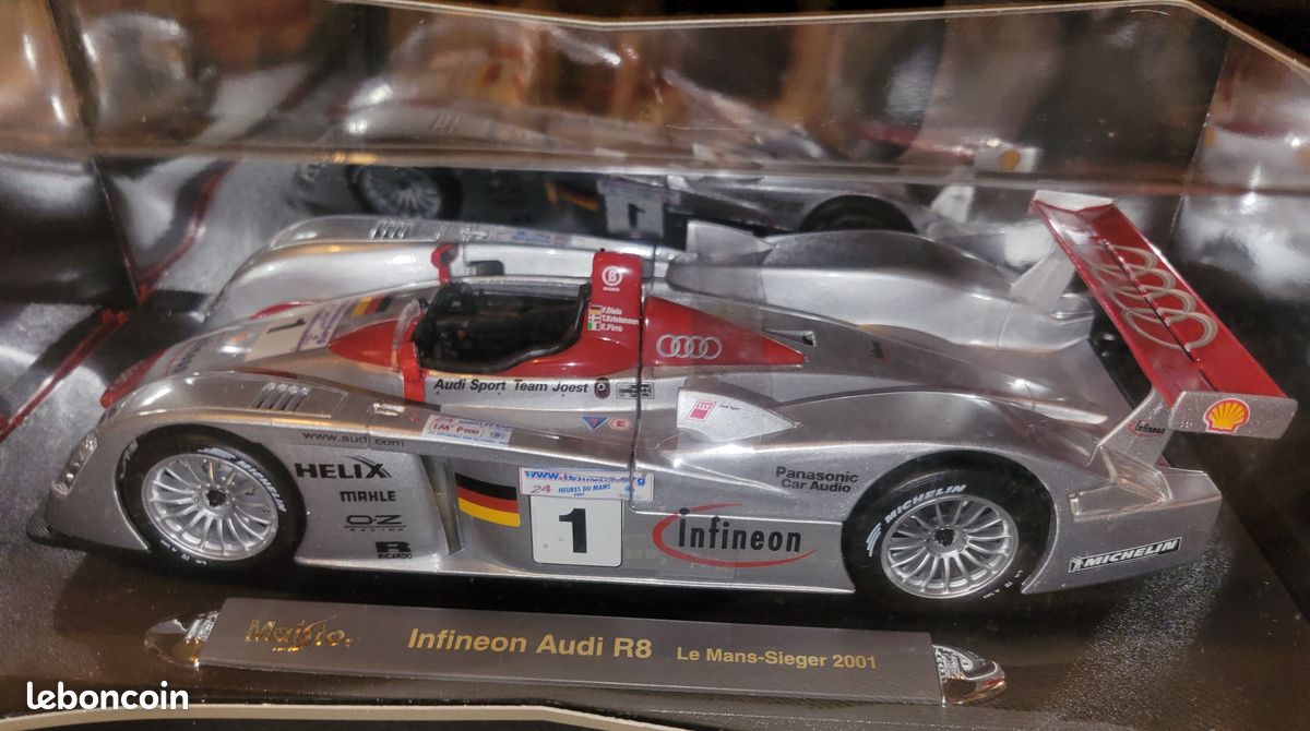 1/18 Audi R8 Team Sport Joest LMP 900 victoire le Mans 2001 F. Biela ...