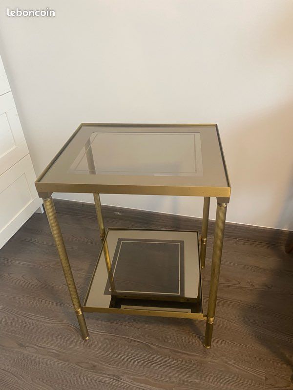 Desserte laiton doré et verre (image 1)