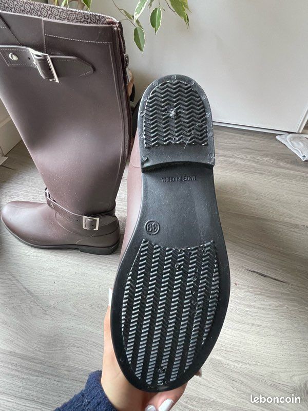 Chaussures De Pluie Vintage Pour Femme Texon - Taille 9 - Caoutchouc Bronzé - Fabriqué Aux USA
