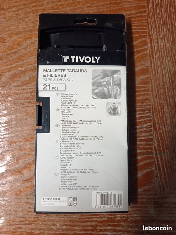 Malette tarauds et filière 21 pièces Tivoly neuve (image 2)